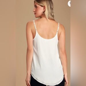 Lulu’s sweet fling white mesh tank top adjustable blouse